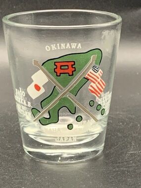 Vintage Shot Glass Shotglass Okinawa Marine Corps Camp Base Butler Hansen Henoko